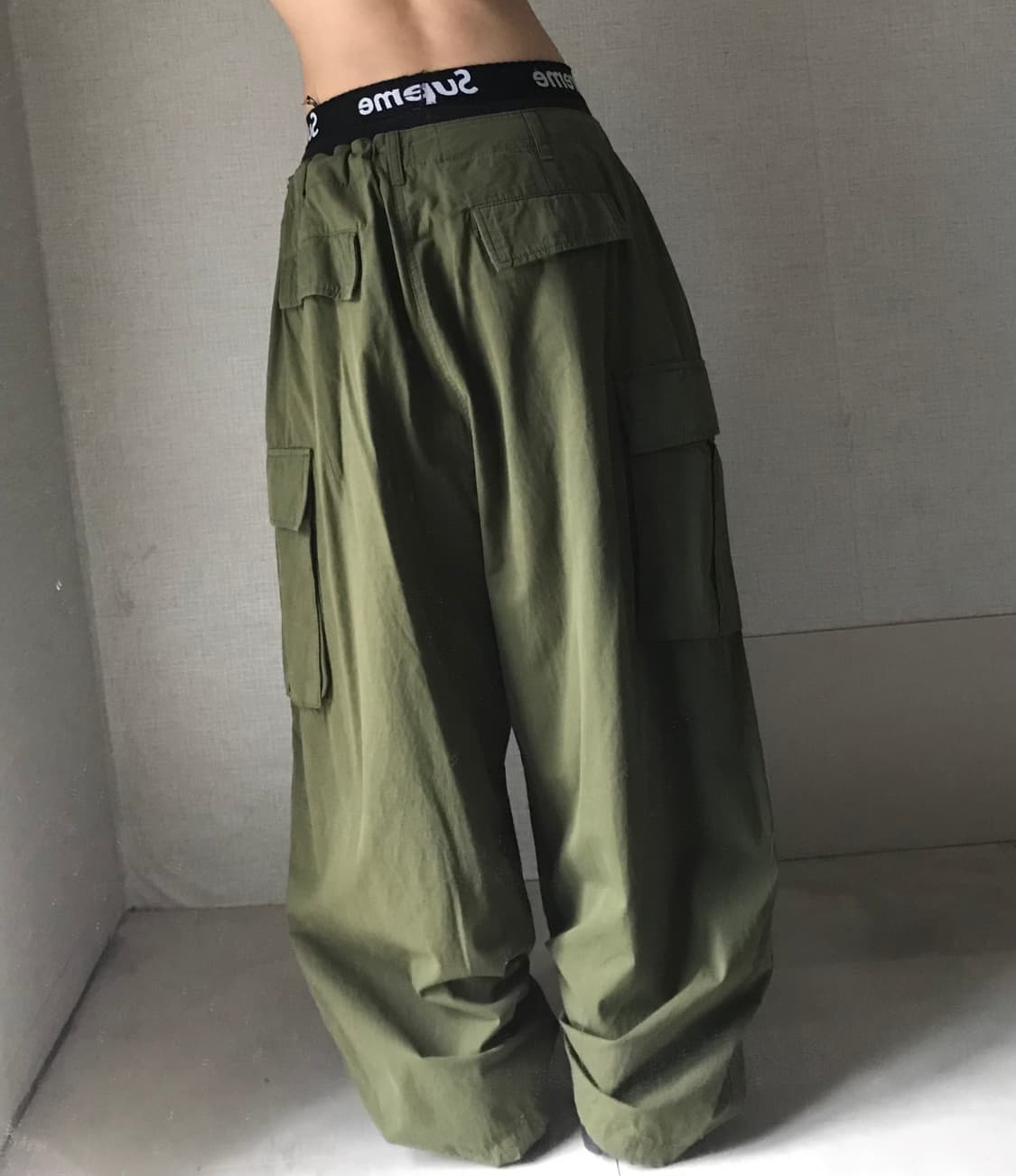 와이드벌룬핏 카키 카고팬츠 상품이미지3