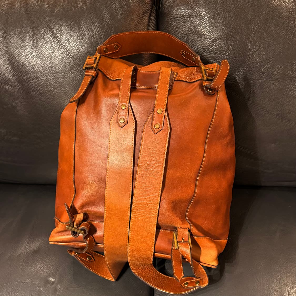 빈티지 오일풀업 카우레더 럭색 백팩 상품이미지5