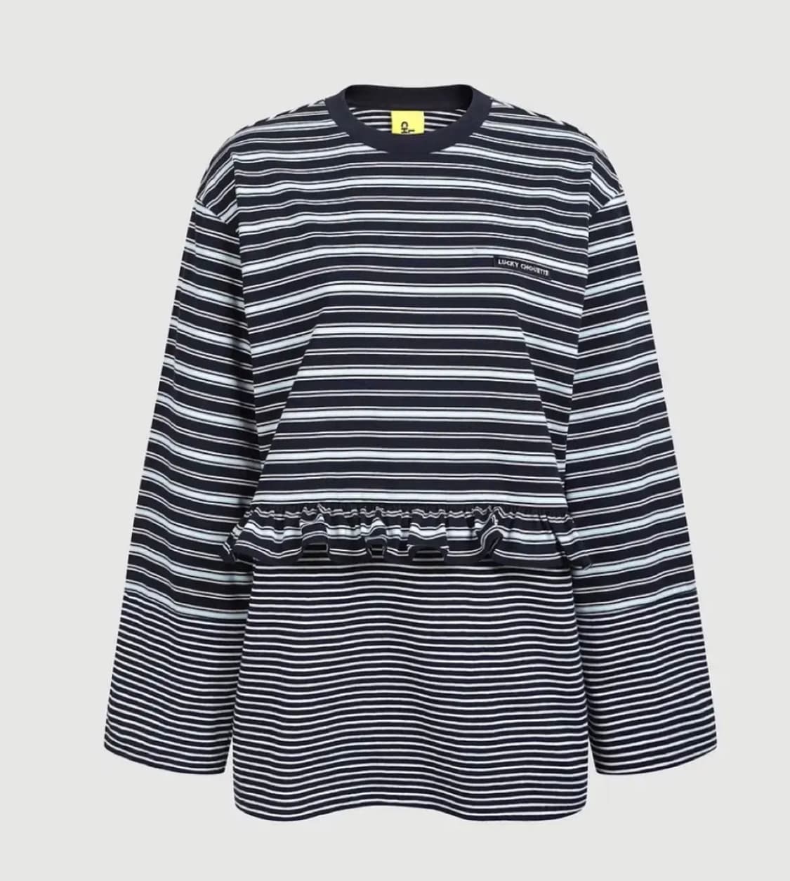 럭키슈에뜨 stripe mix loose-fit long sleeve T 상품이미지1