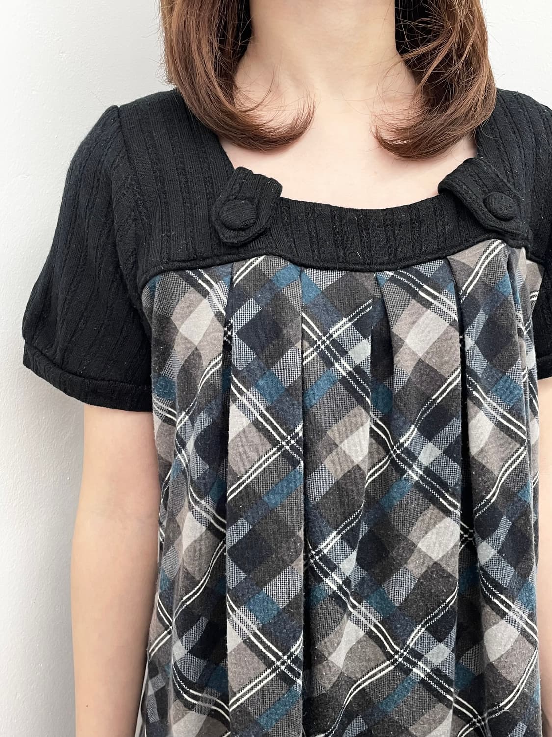 니혼진 너드 체크 버튼 탑 상품이미지3