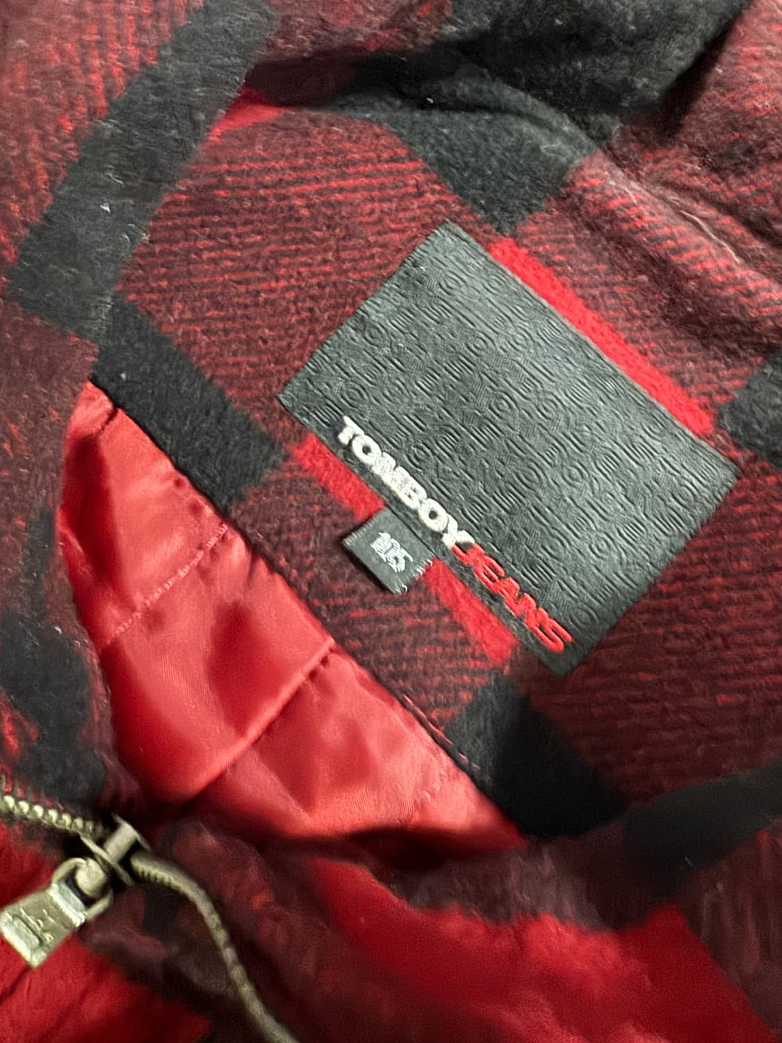 톰보이 진스 레드 체크 울 하프 코트 자켓 XL 상품이미지4