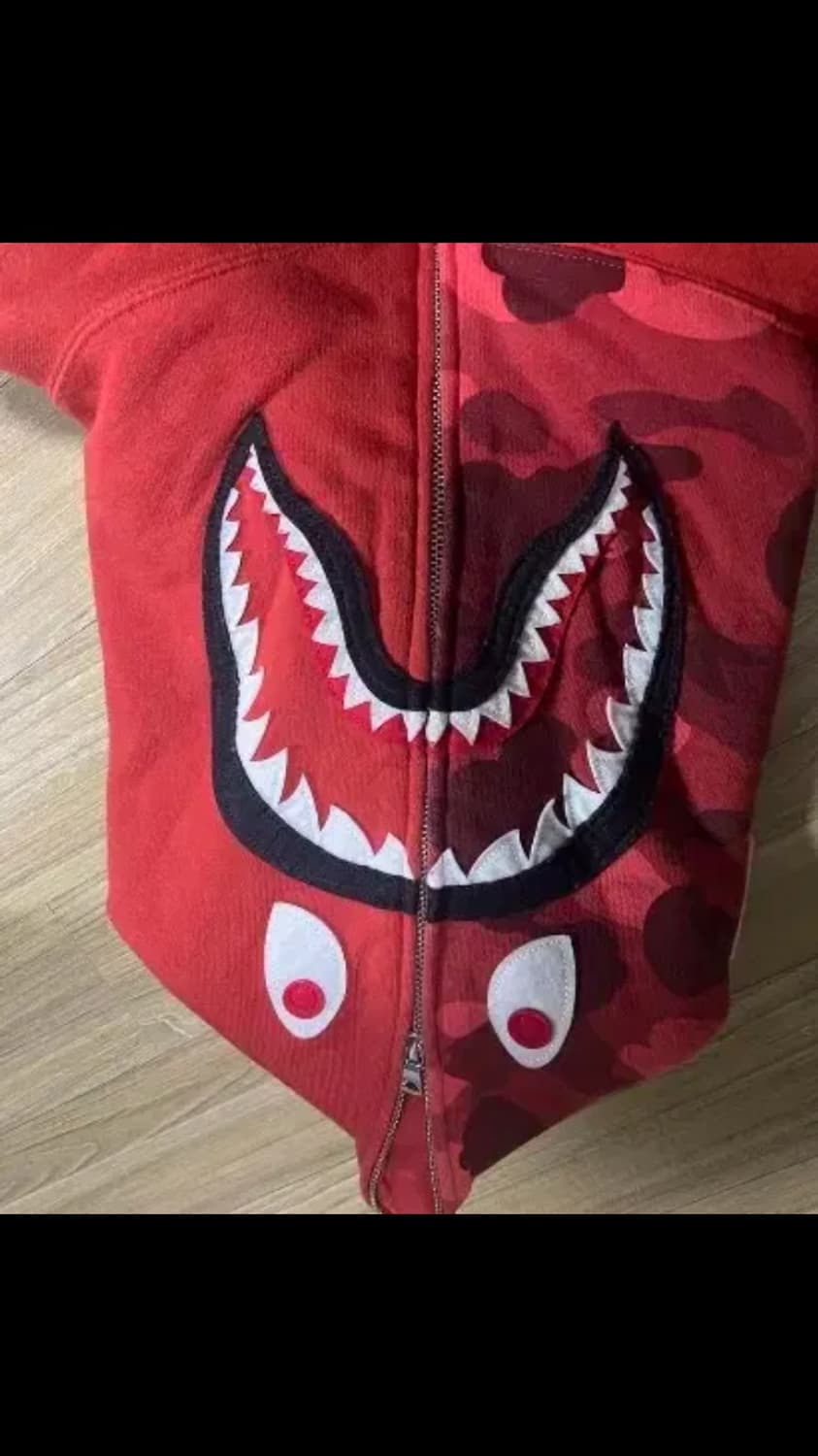 베이프 샤크 후드집업 레드 XL 상품이미지1