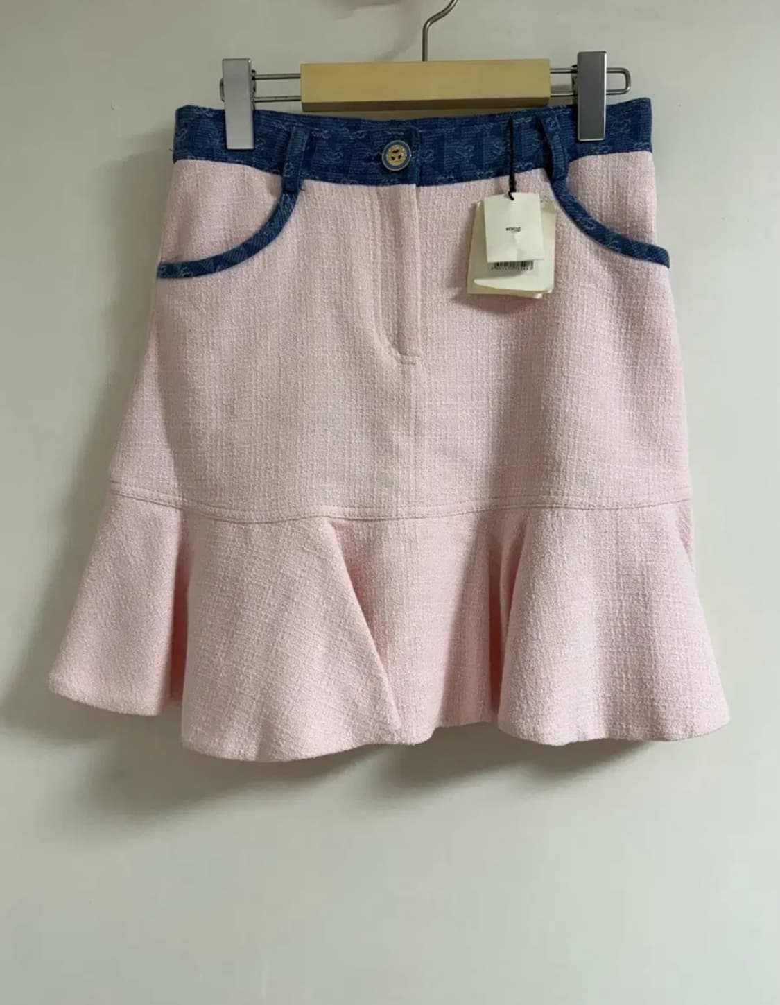 정품)산드로 트위드 데님 스커트36 상품이미지1