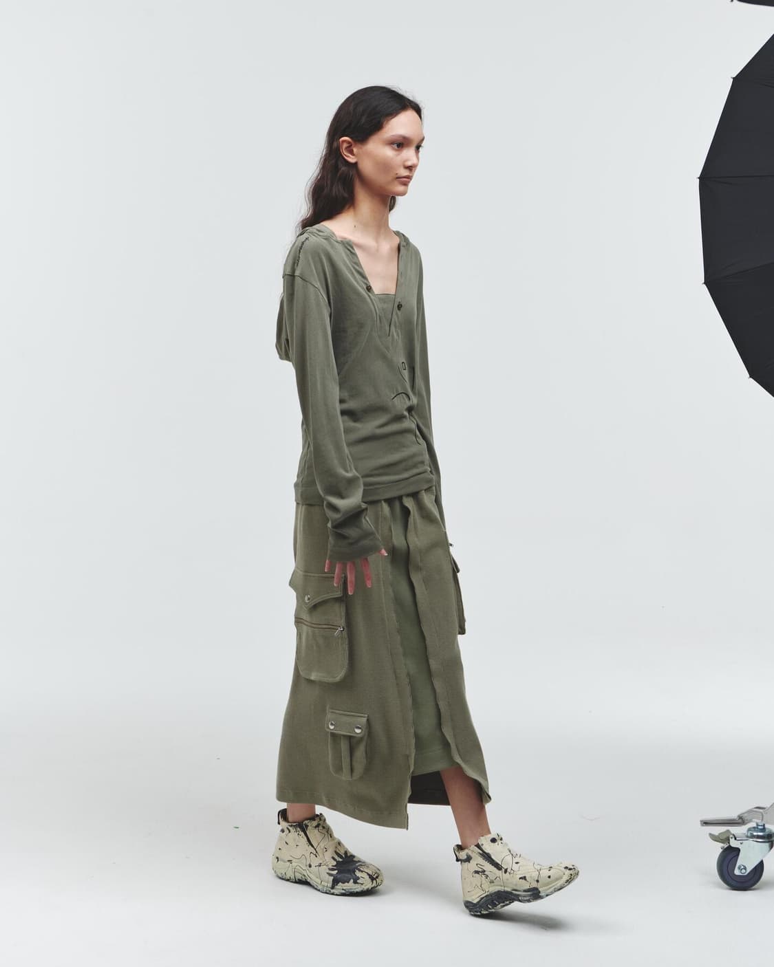 오들리워크샵 멀티포켓 레이어드 카고 롱 스커트 상품이미지5