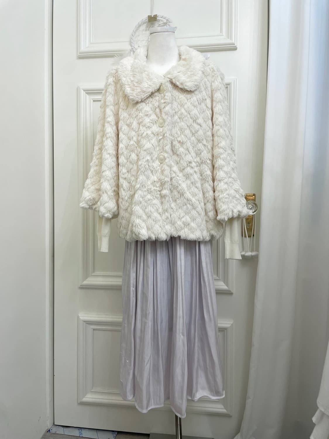 sheer lavender pleats long banding skirt 상품이미지6