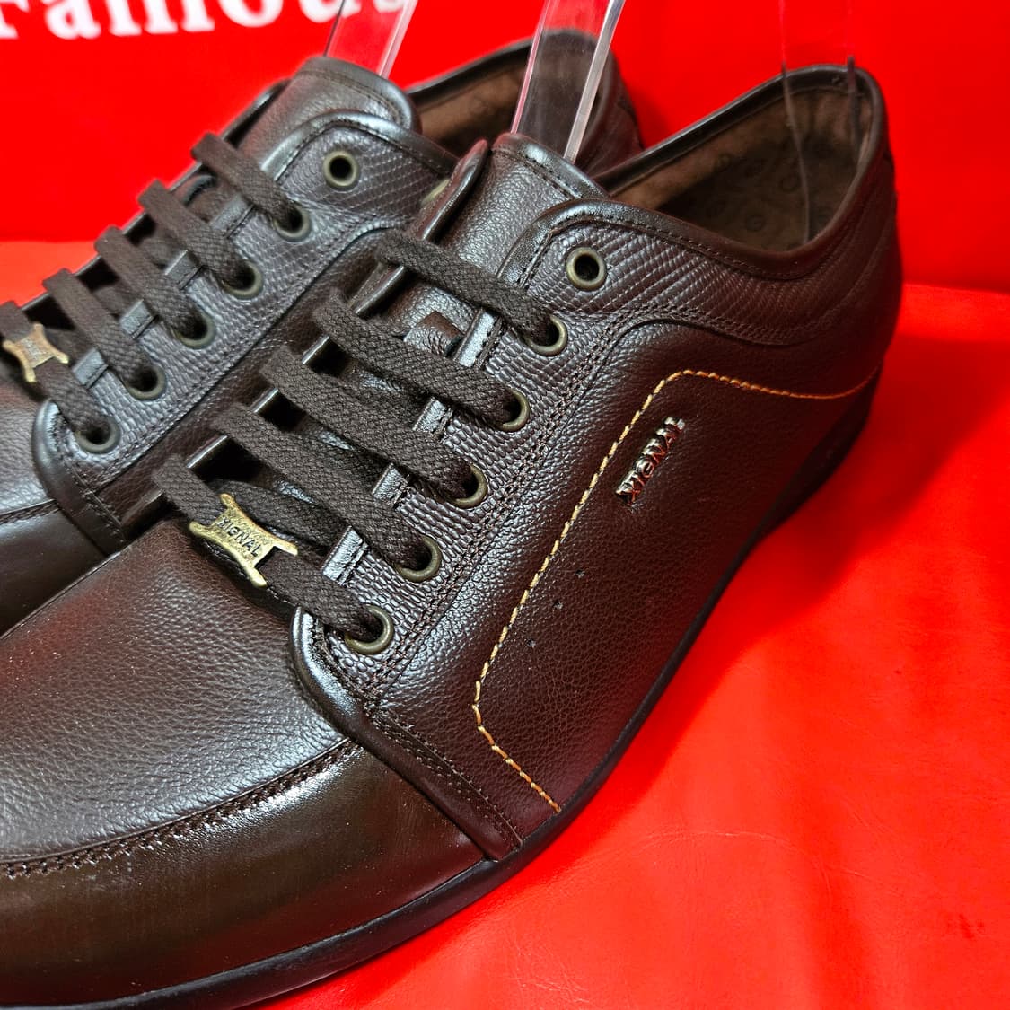  (새상품) XIGNAL 브라운 레더 핸드메이드 스니커즈 상품이미지2