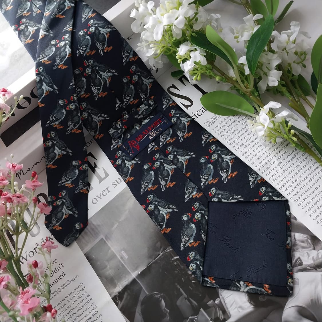 뷰포트 Tie Rack 퍼핀 패턴 넥타이 9.7cm A+등급 K1761 상품이미지6