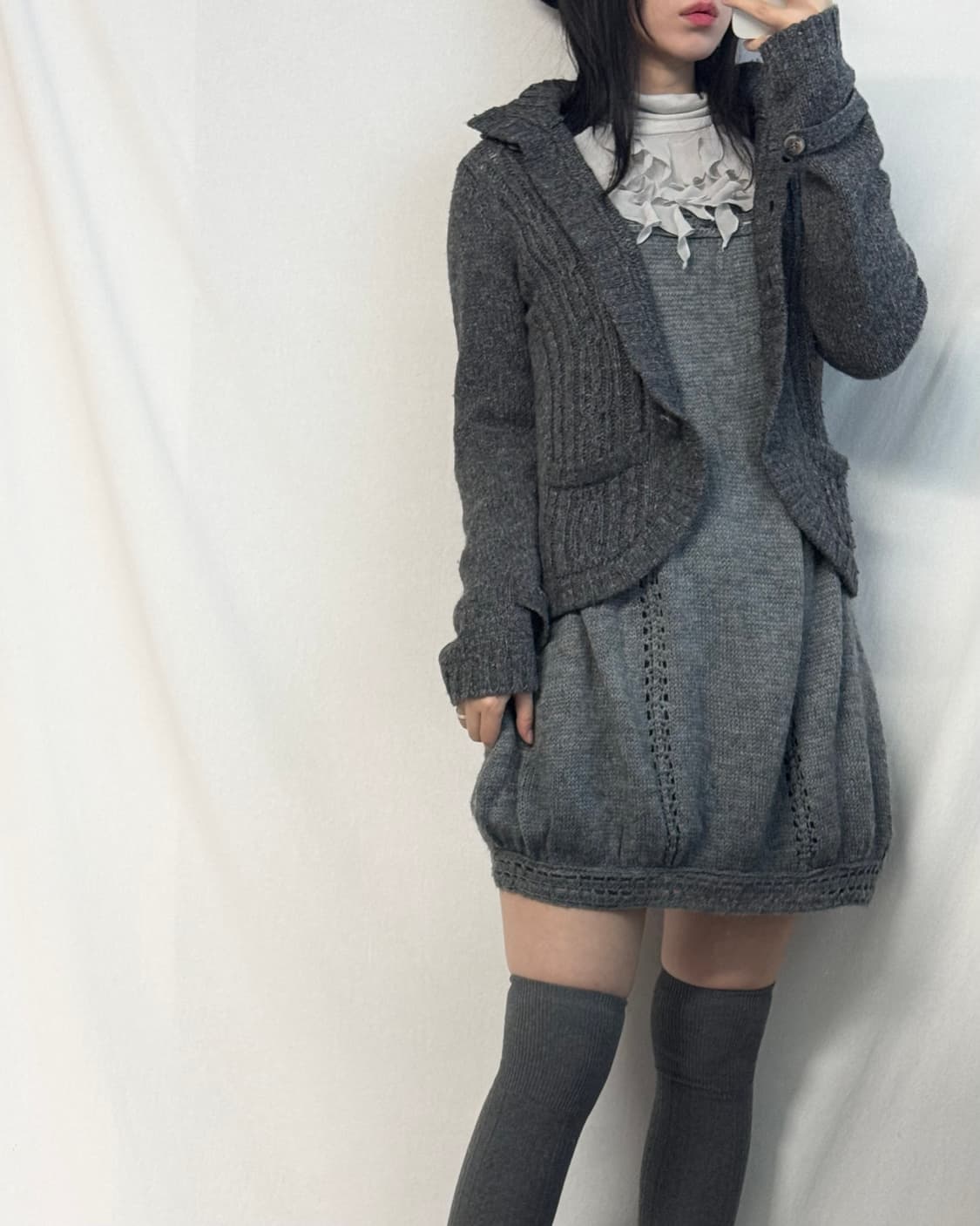 울 블렌디드 하이 넥 버튼 디테일 가디건 상품이미지6