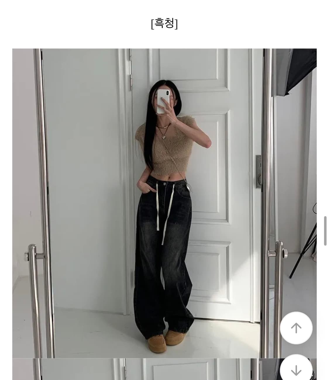 스트랩 와이드 블랙 데님 상품이미지3
