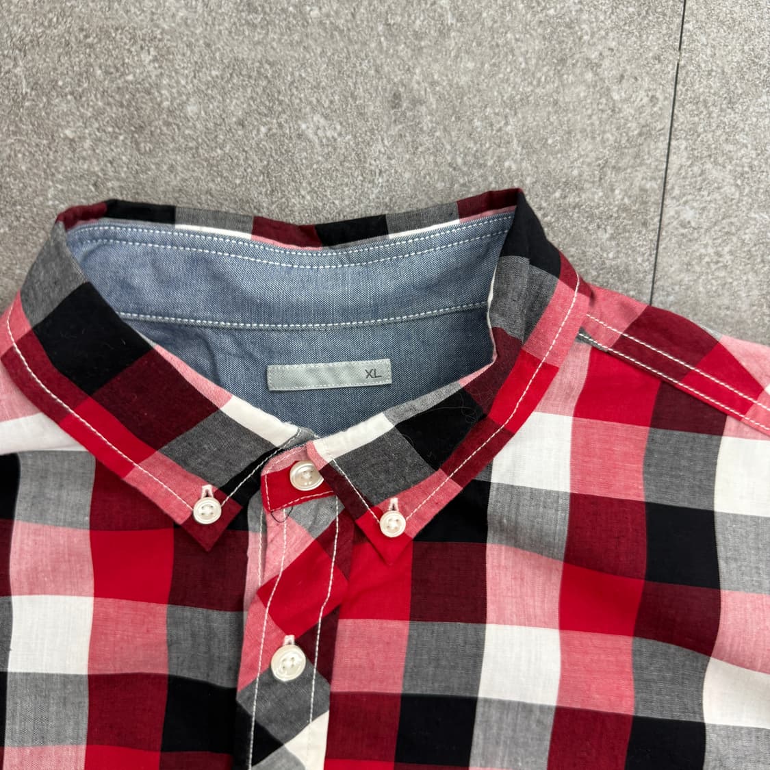 노네임 레드 7부체크셔츠 상품이미지5
