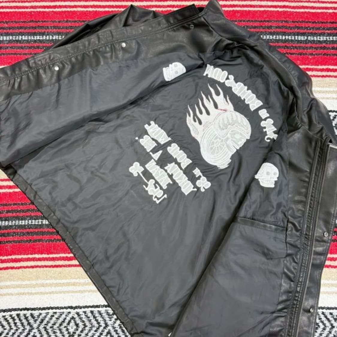 (2XL) 98th 미공군 아카이브 해골 바이커 오버핏 레더 자켓 상품이미지3