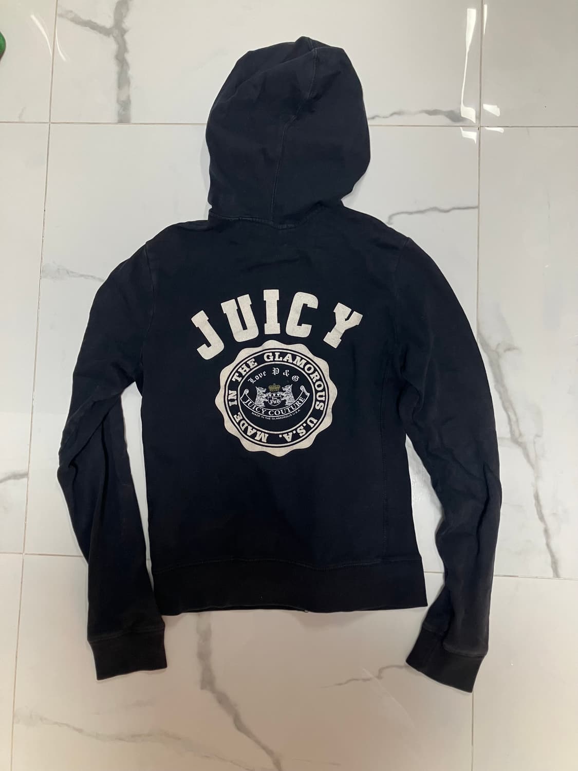 Y2K 쥬시 꾸뛰르 (초 희귀) 코튼 후드 집업 블랙 크레스트 상품이미지1