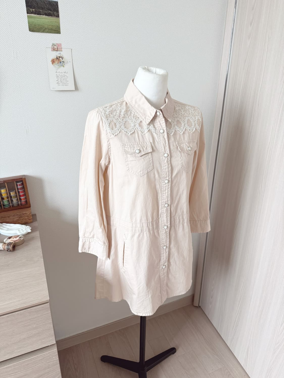 코랄 레이스 셔츠, 모리걸 셔츠 상품이미지2