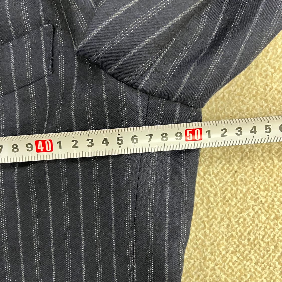 [48] 맨온더분 네이비 스트라이프 슬림핏 정장 테일러 수트 셋업 010 상품이미지6