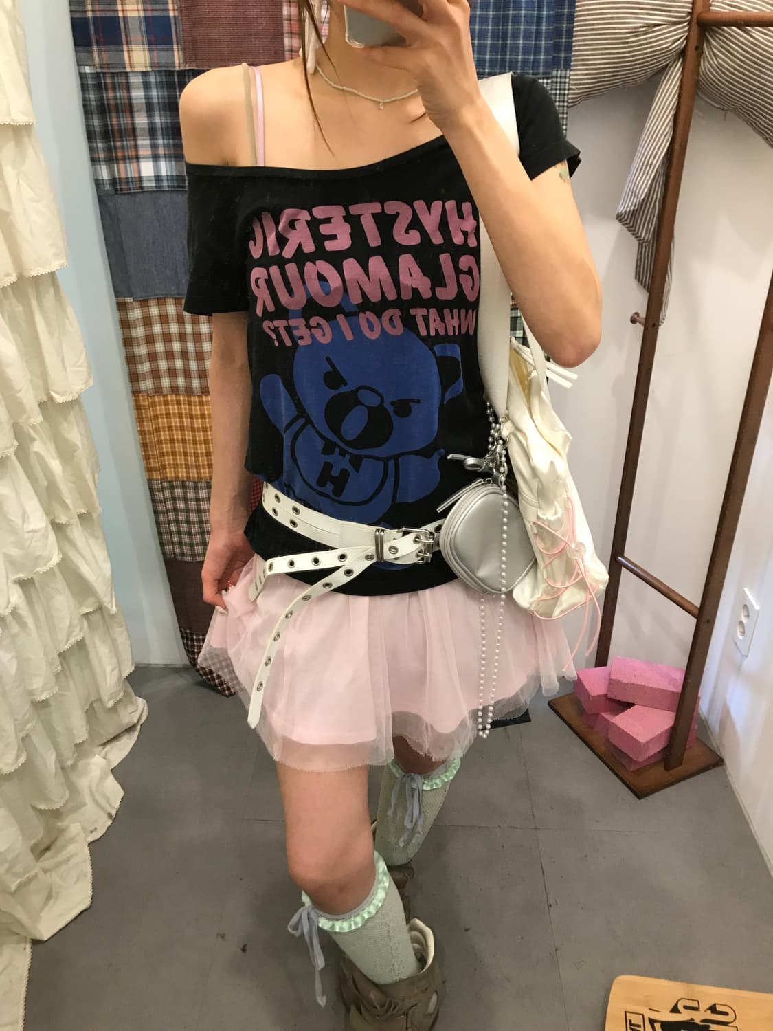 히스테릭글래머 블랙 퍽베어 반팔티셔츠 상품이미지4