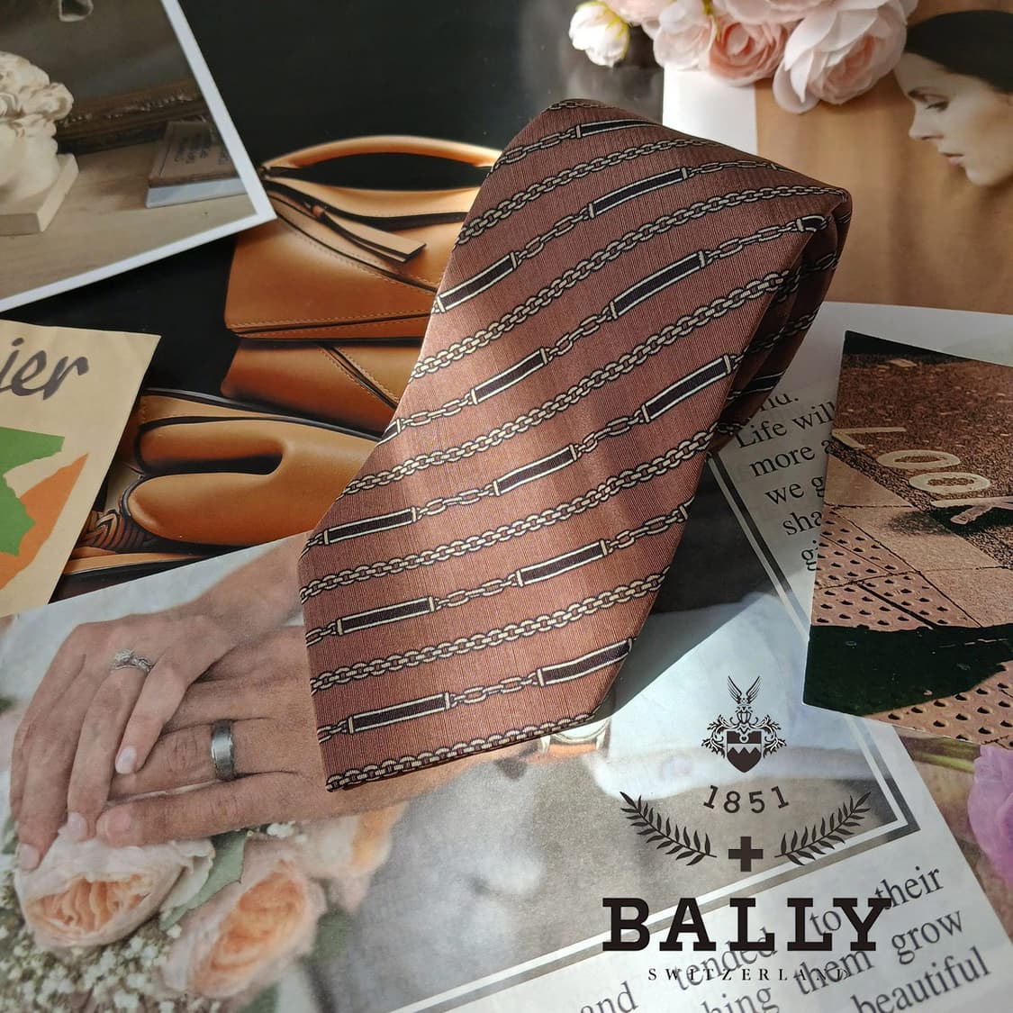 발리 실크 울 체인 패턴 넥타이 8.1cm B등급 A19648 상품이미지1