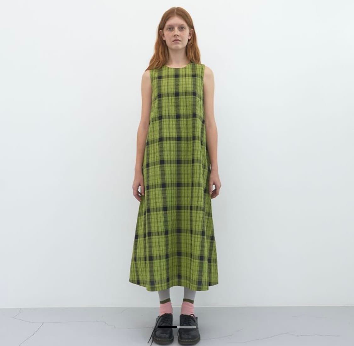 엔조블루스 오버 체크 맥시 드레스 (Green) 상품이미지1