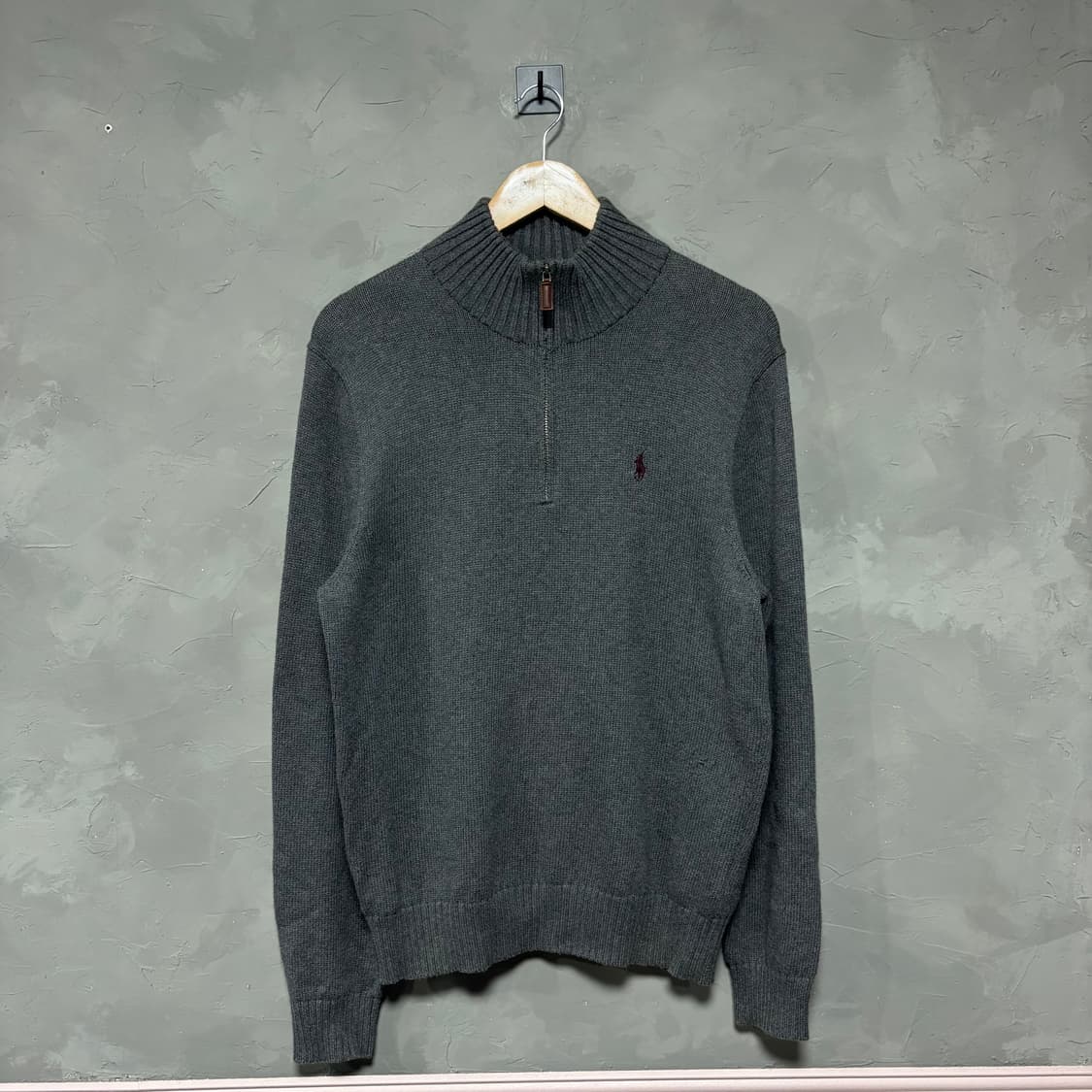 폴로 랄프로렌 신형 니트 반집업 그레이 버건디 상품이미지1