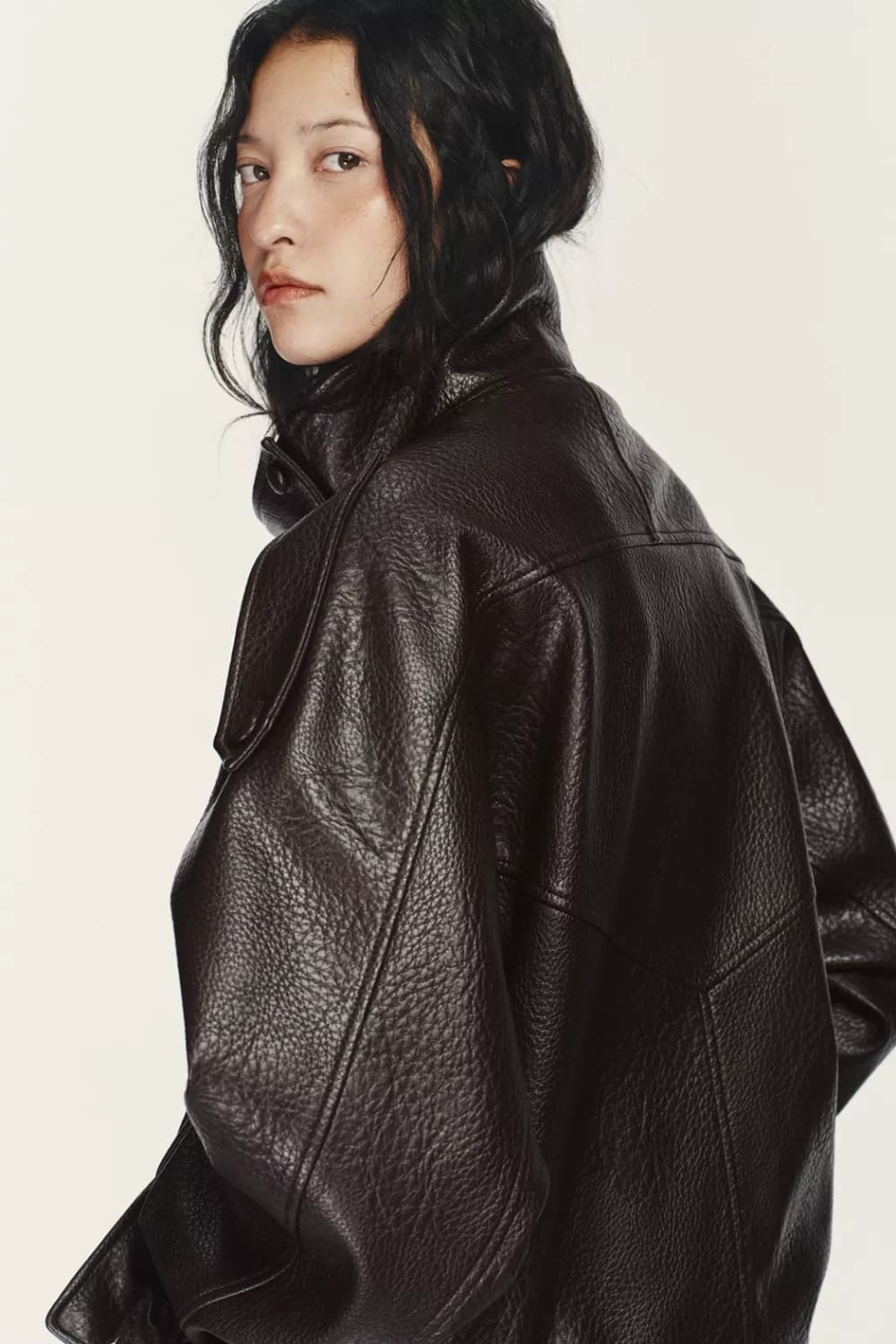 자라 페이크레더 점퍼 브라운 XL 상품이미지3