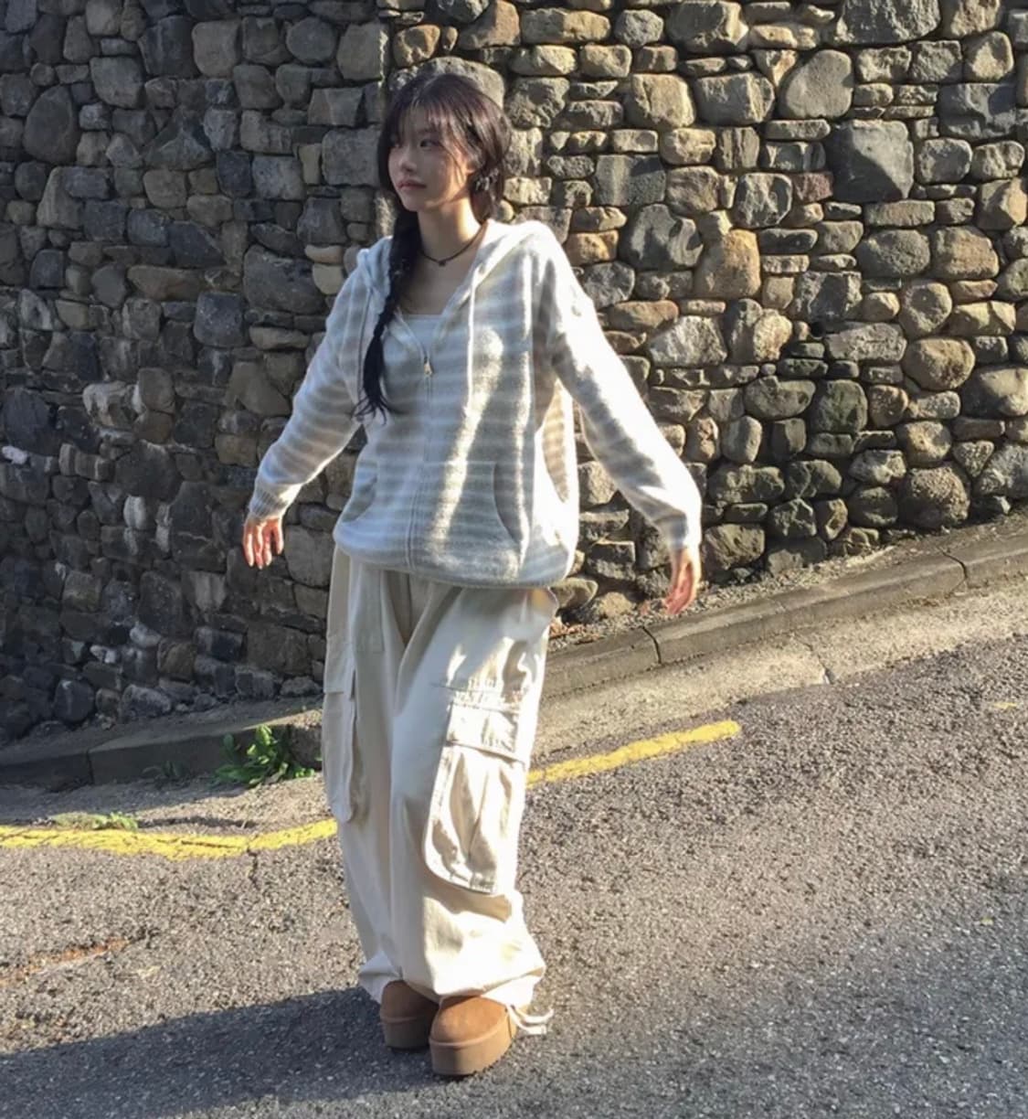 솜사탕 블루 니트 후드집업 상품이미지4