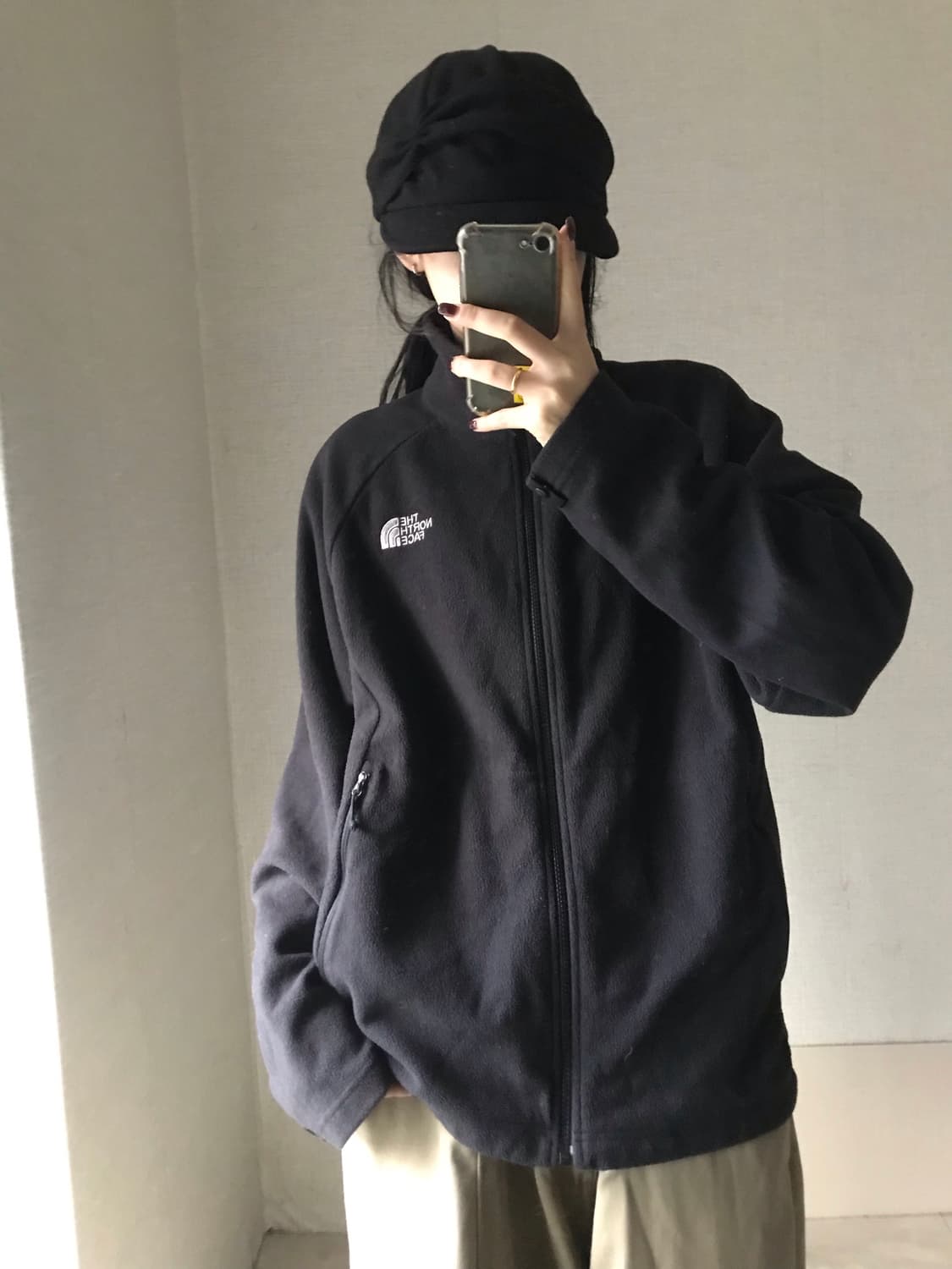 노페 블랙 오버핏 후리스 상품이미지1