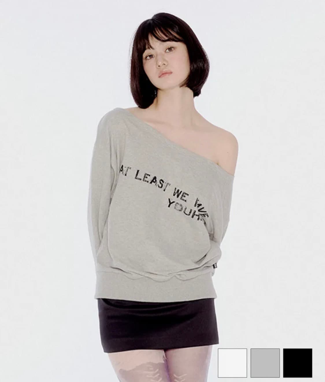 유희 OFF SHOULDER SWEATSHIRTS MELANGE GREY 상품이미지2