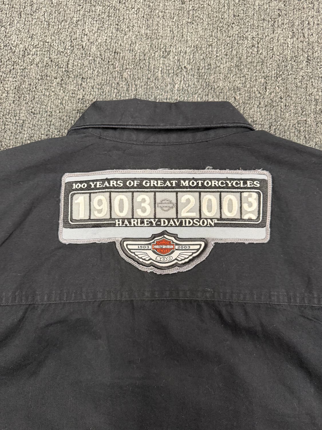 M)할리데이비슨 빈티지 100주년 패치 반팔셔츠 상품이미지7