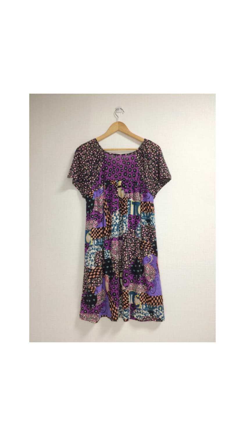 츠모리치사토 퍼플 에스닉 패치 반팔 원피스 상품이미지4