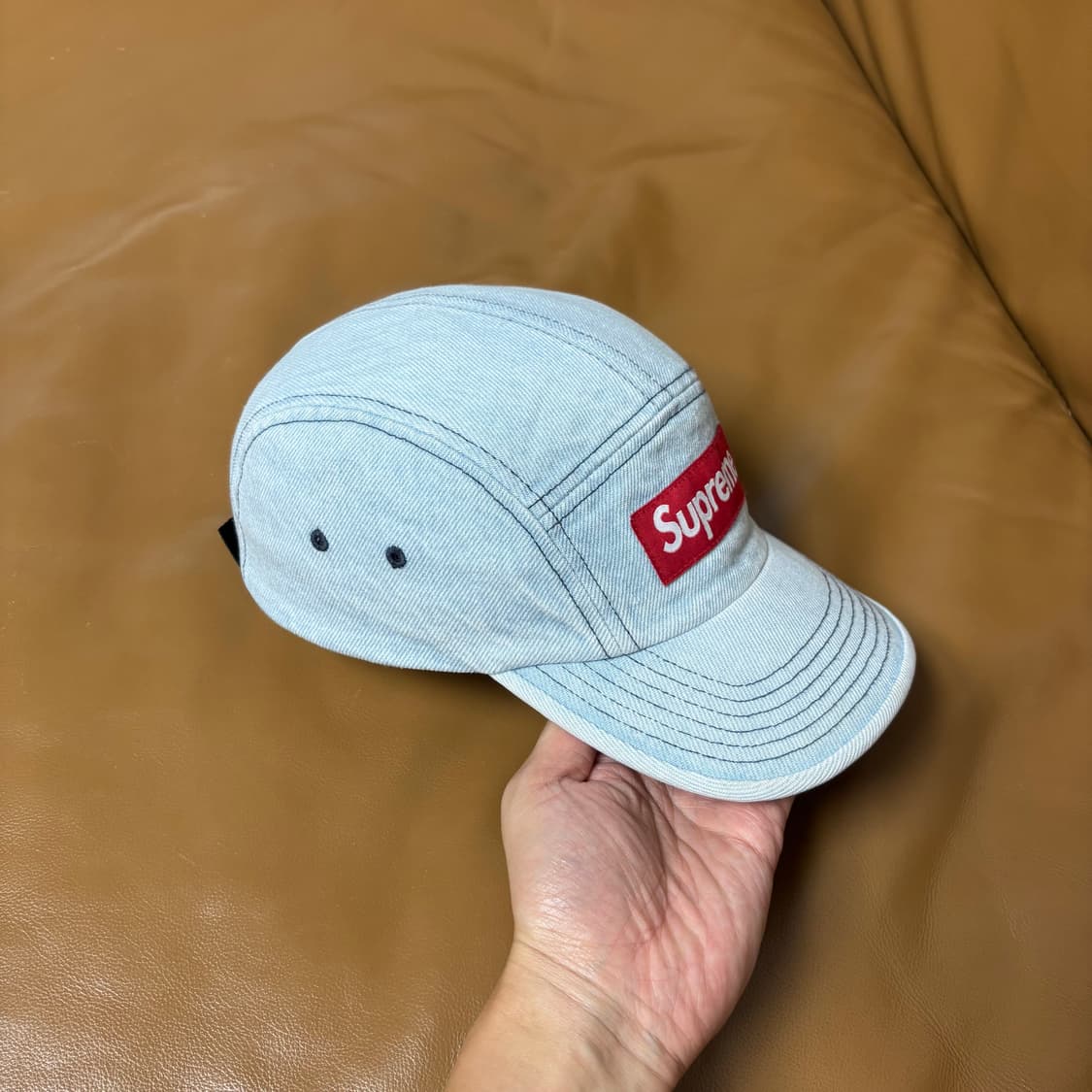 Supreme 슈프림 22fw 데님 캠프캡 모자 Washed Denim 상품이미지4