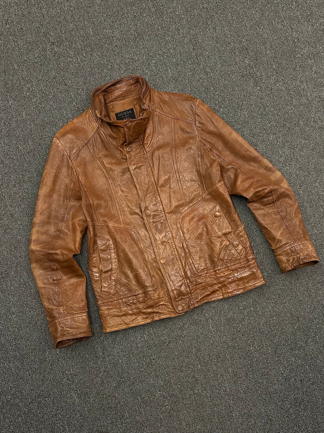 XL)게스 빈티지 브라운 가죽자켓 상품이미지2