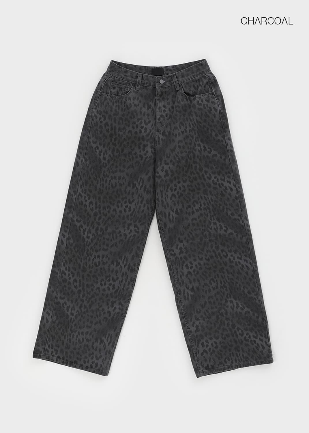 블랙업 오페잉 레오파드 와이드 코튼팬츠 차콜 상품이미지2