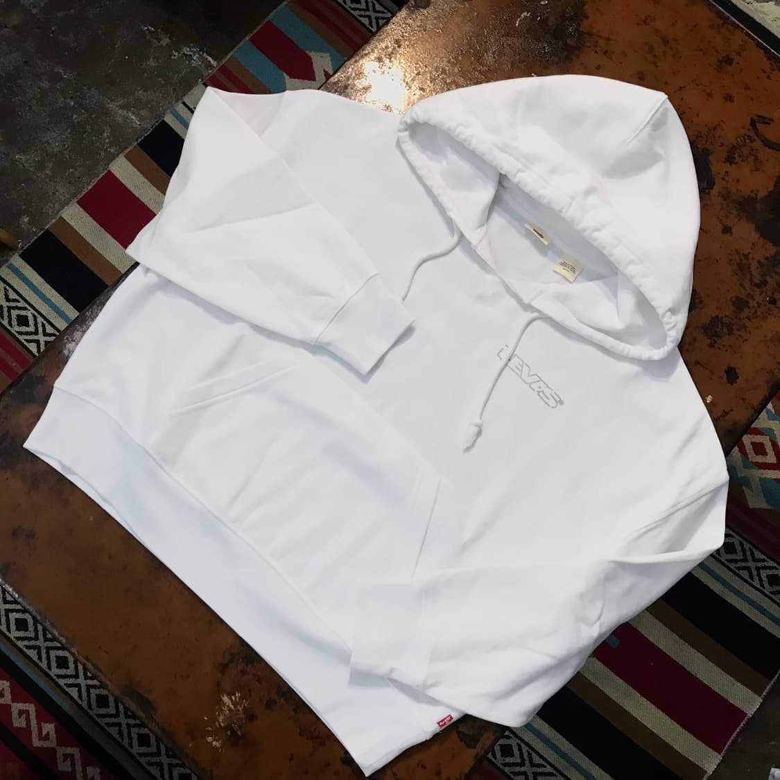 리바이스 화이트 쭈리 오버핏 숏 후디 여성 프리사이즈 상품이미지2