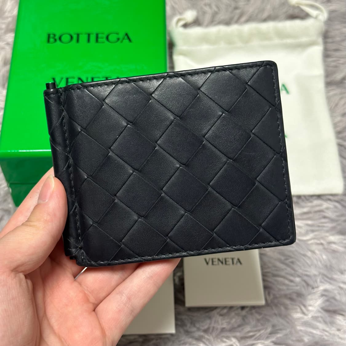 [풀구성] 보테가베네타 인트레치아토 머니클립 반지갑 블랙 신형 상품이미지1
