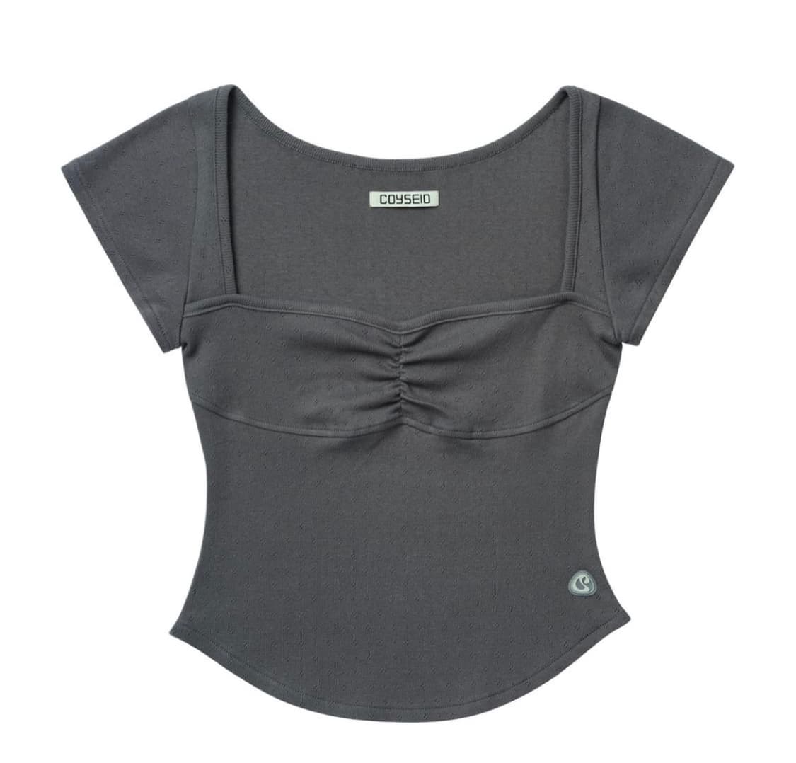 코이세이오 punching shirring top charcoal 상품이미지1