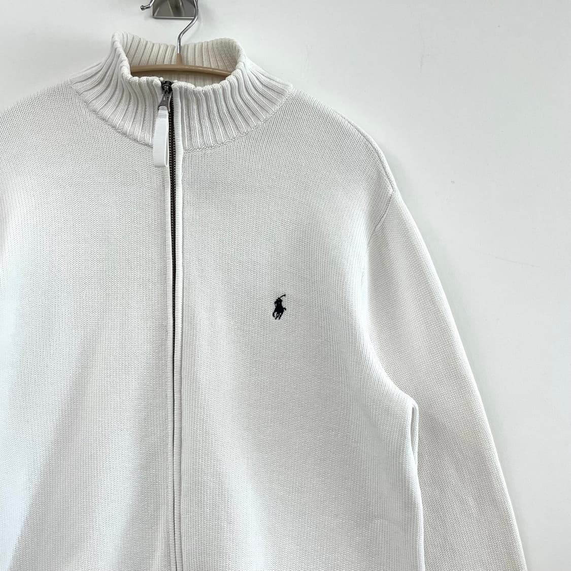폴로 랄프로렌 네이비 포니 화이트 니트 집업 상품이미지4