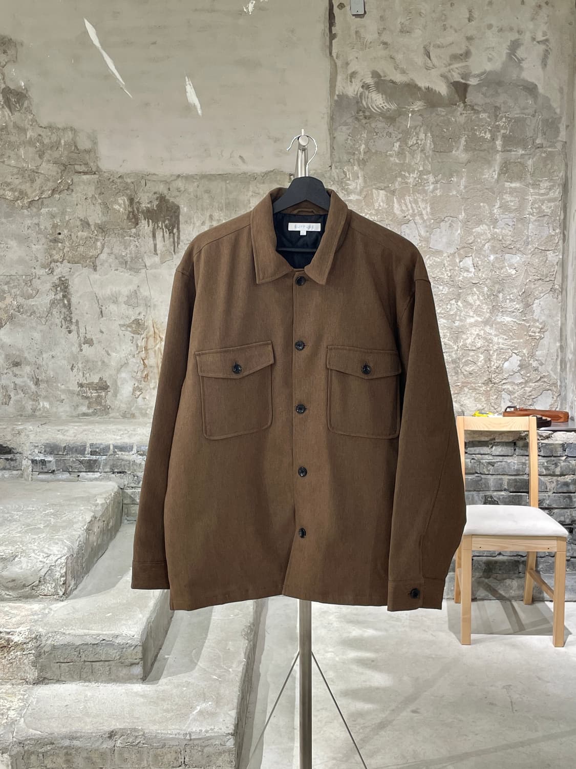 서퓨즈 브라운 체스트 포켓 라이닝 폴리에스터 셔츠 자켓 상품이미지1