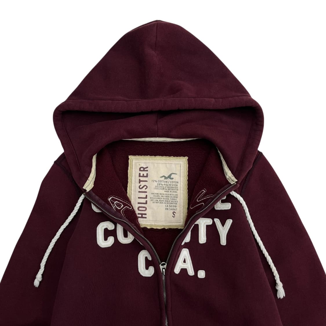 홀리스터 센터로고 와인 후드집업 S 상품이미지5