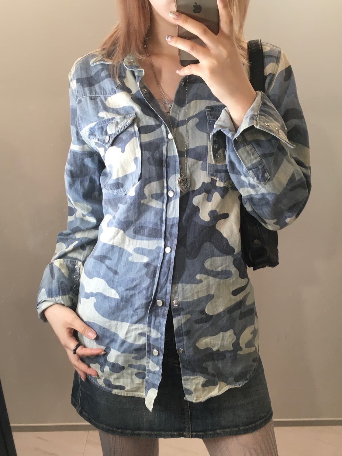 jpn vintage blue camo button shirts 상품이미지2