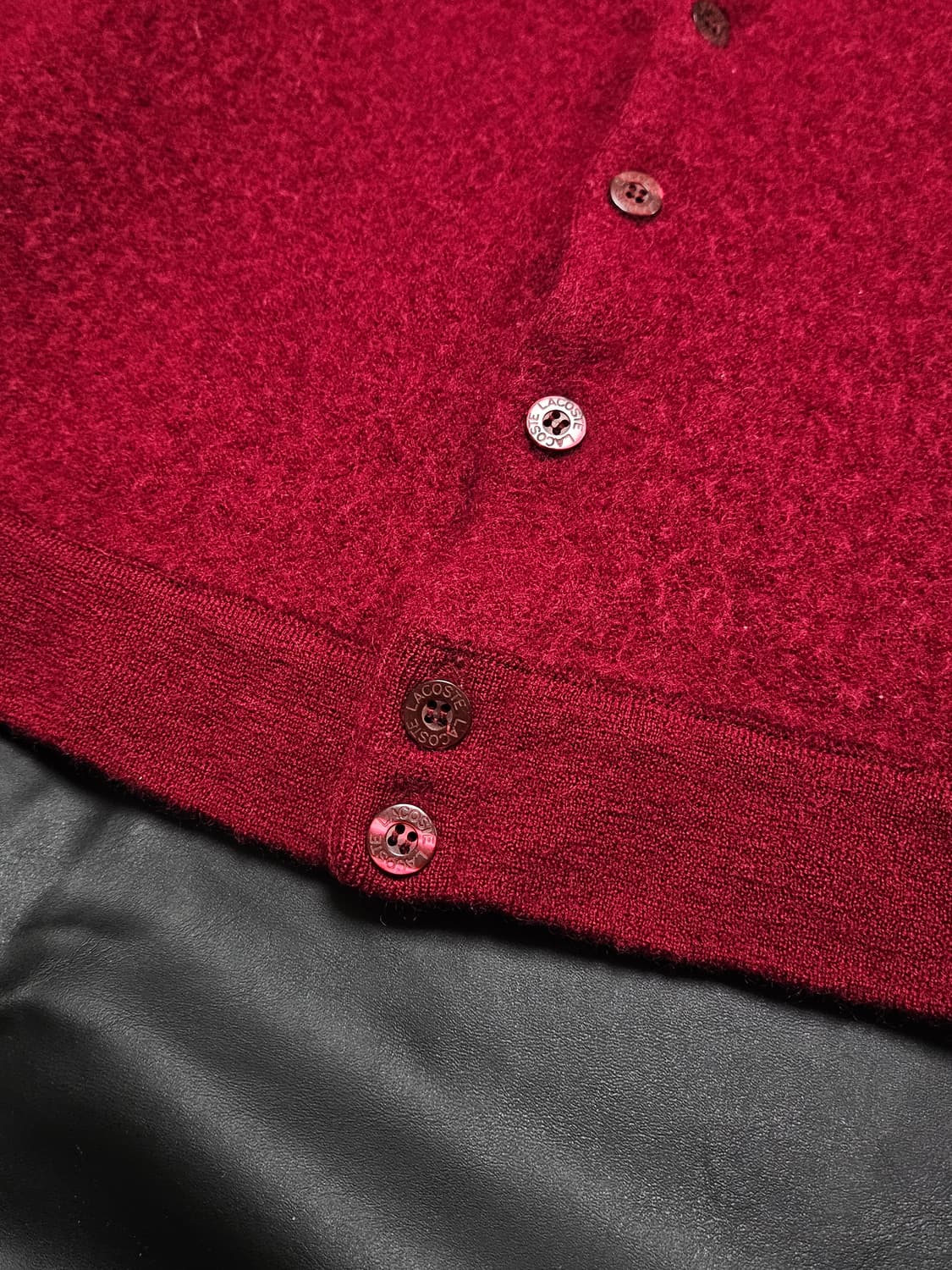 Lacoste 와인 컬러 크롭 가디건 Free 상품이미지4