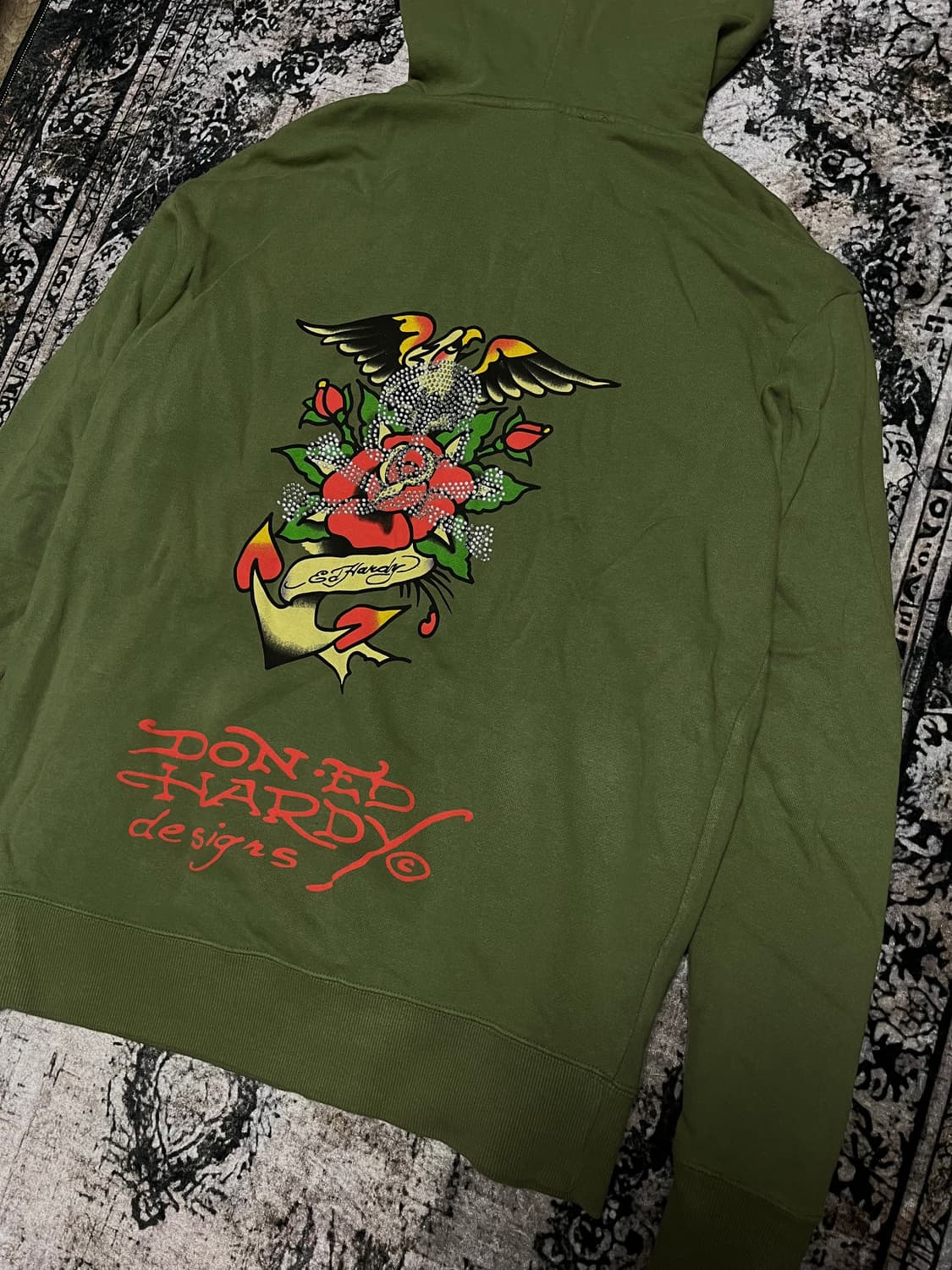 에드하디 올리브 그린 빅로고 후드집업 상품이미지2