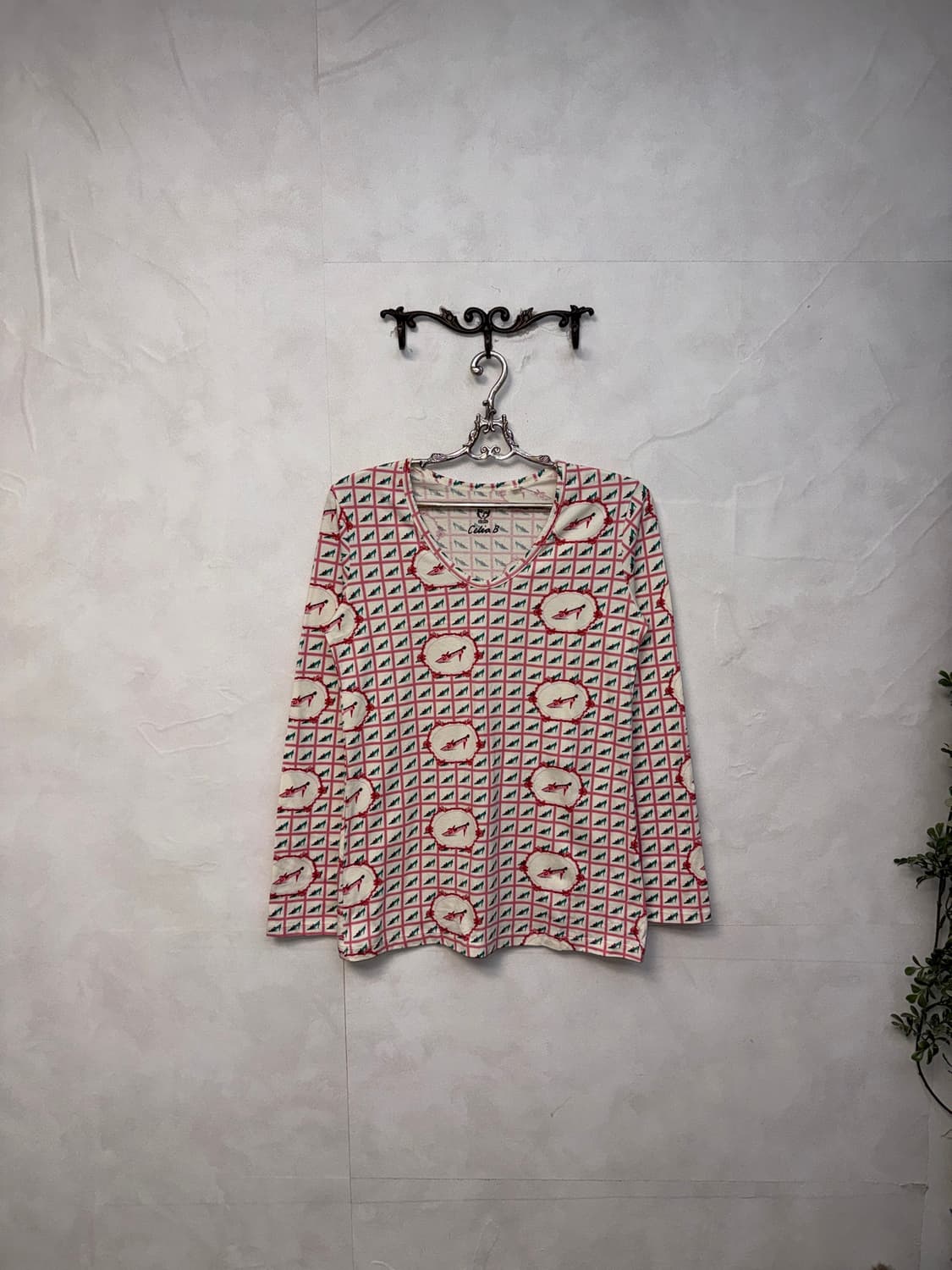 Pink mint check heels long sleeve 상품이미지1