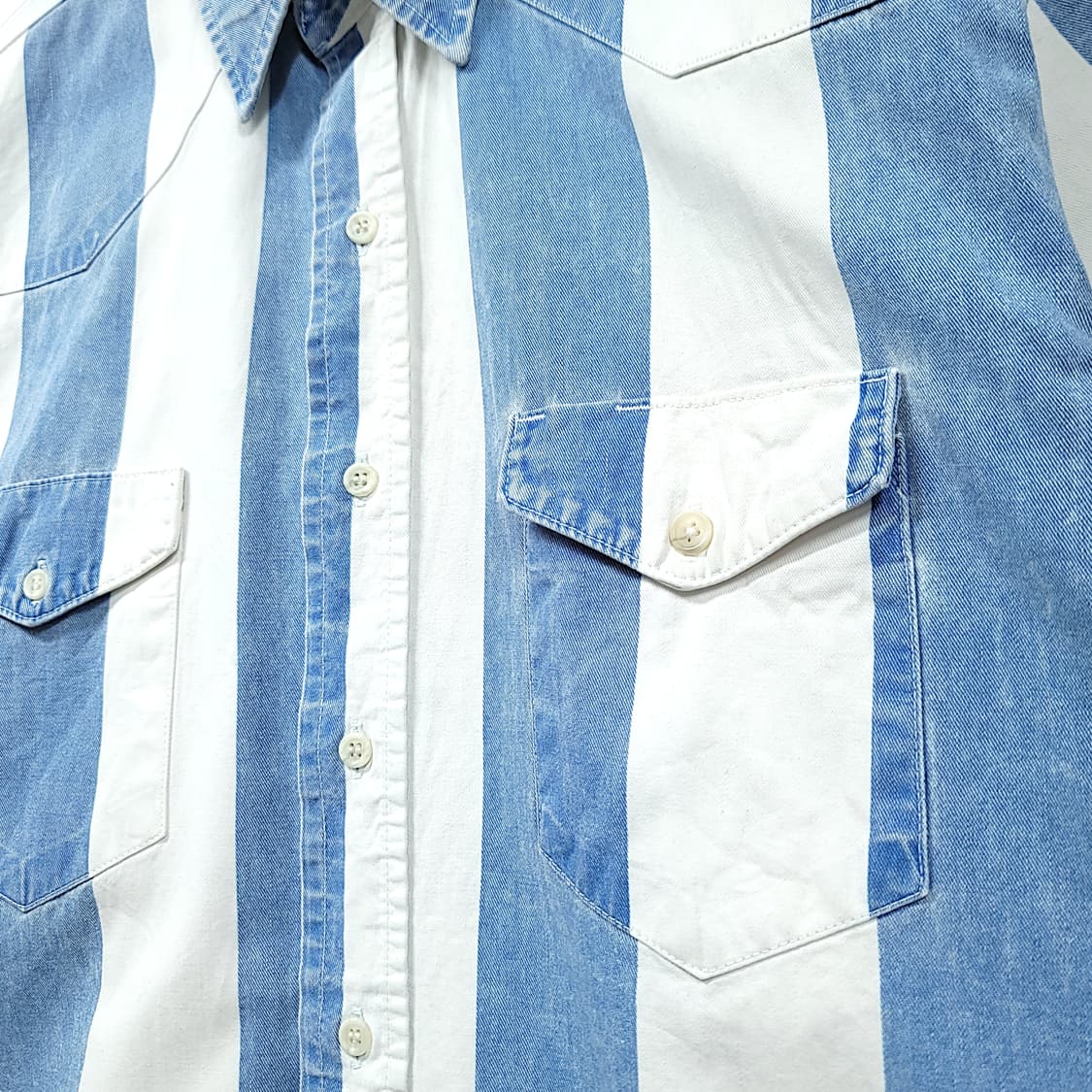 [L] 랭글러 화이트&블루 스트라이프 웨스턴  긴팔셔츠 상품이미지4
