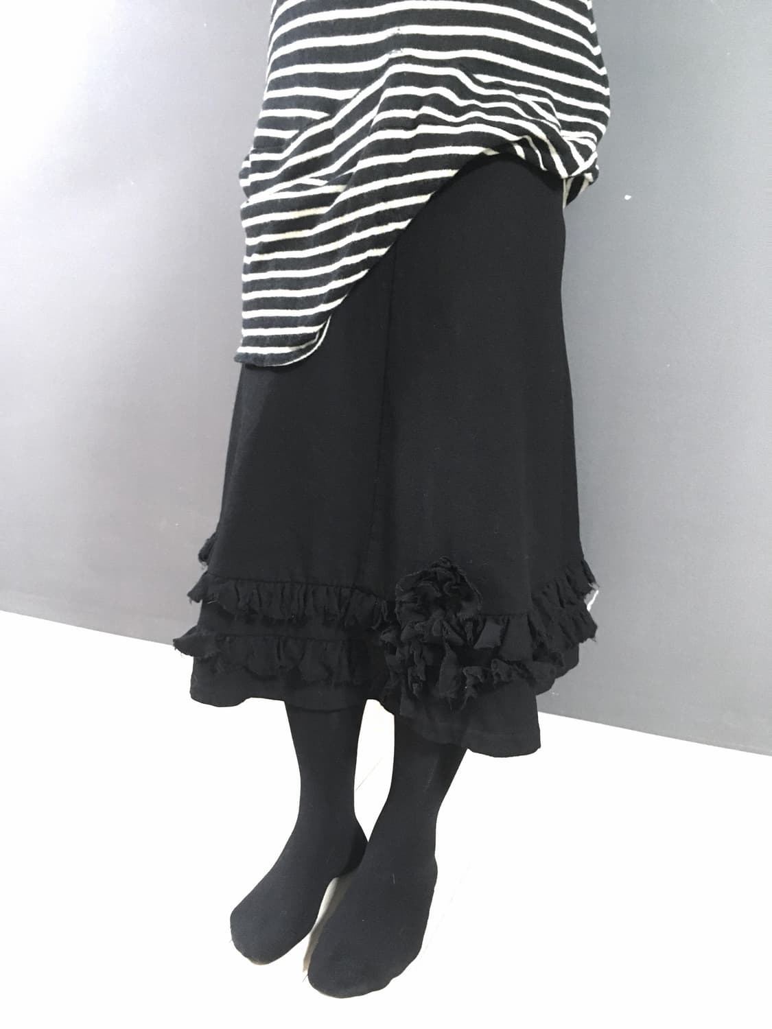 꼼데가르송 트리콧 흑 장미 스커트 상품이미지4