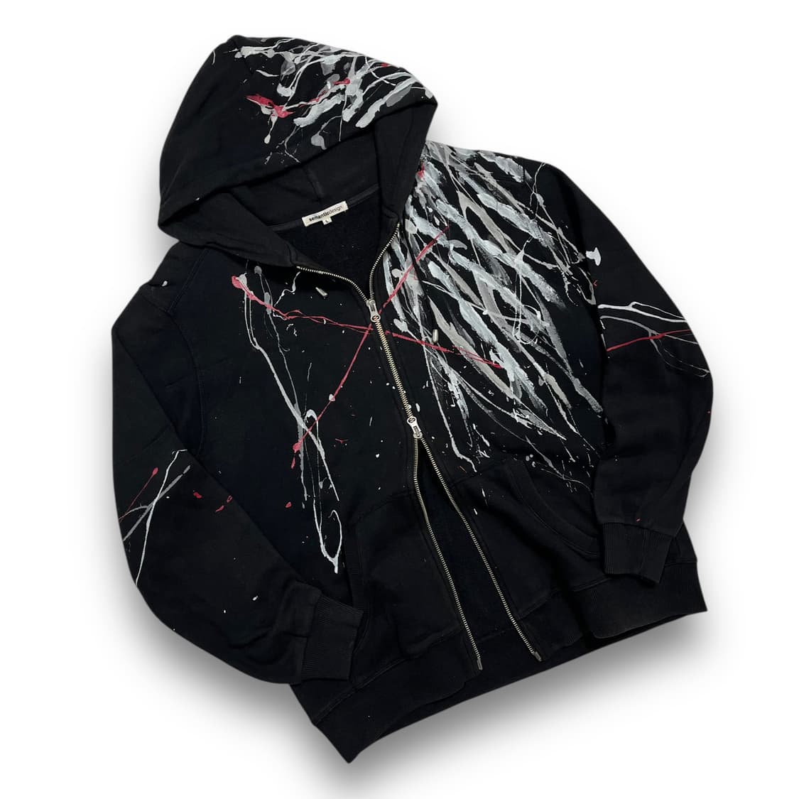 세만틱 디자인 스플래시 페인팅 투웨이 후디 집업 상품이미지3