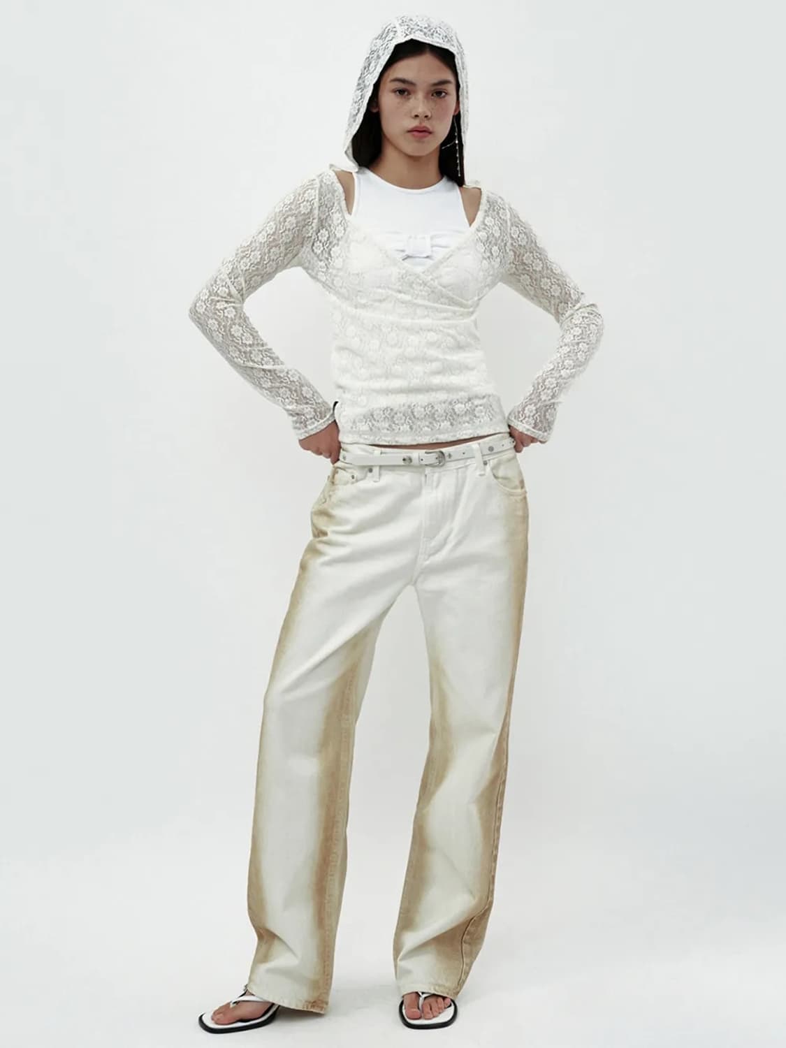 세릭 스터드 레더 벨트 화이트 상품이미지4