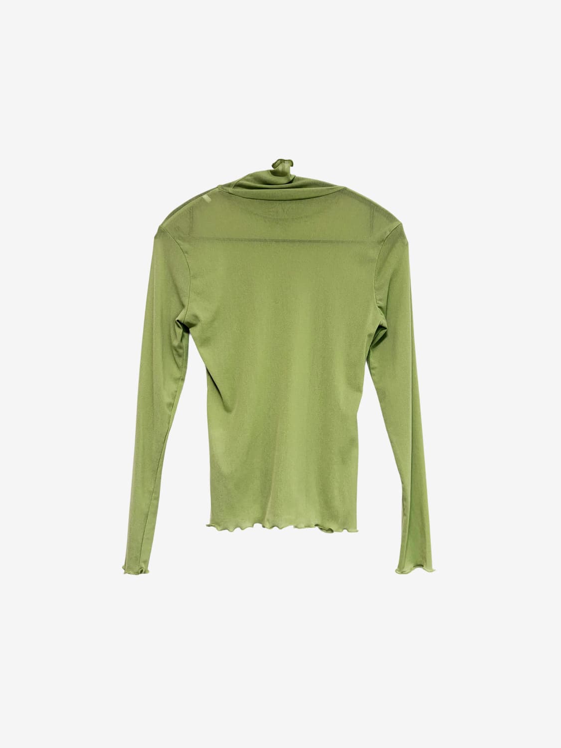 Sheer Ruffle Long Sleeve T-shirt - Green 상품이미지4