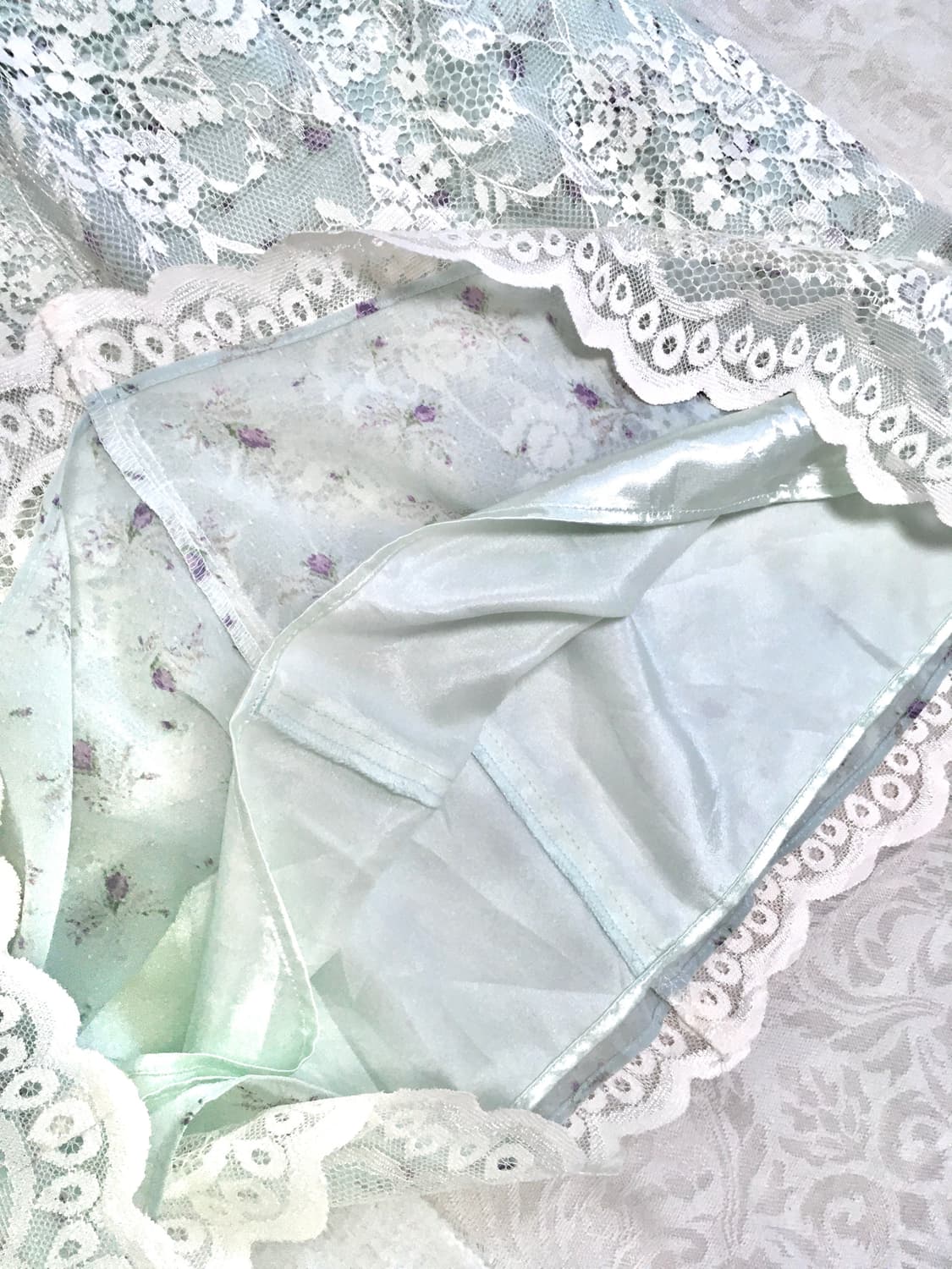 라이트그린 플라워 레이스 새틴 스커트 상품이미지10