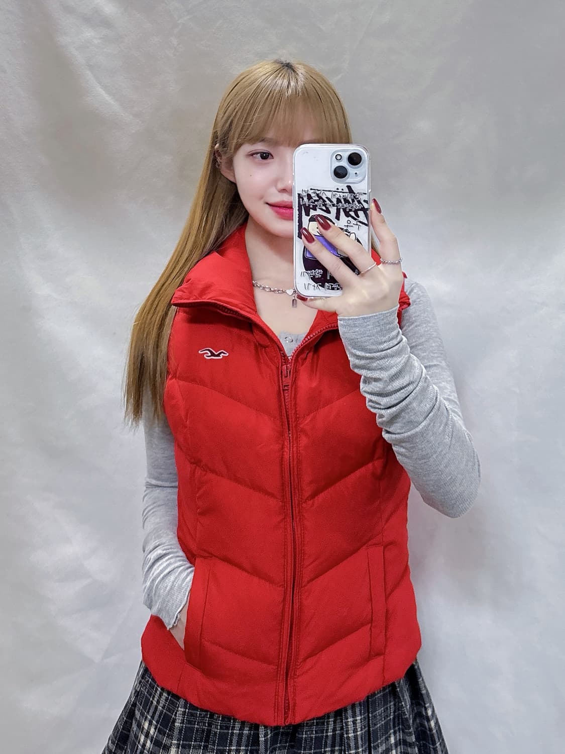 홀리스터 스몰로고 레드 다운 패딩조끼  상품이미지2