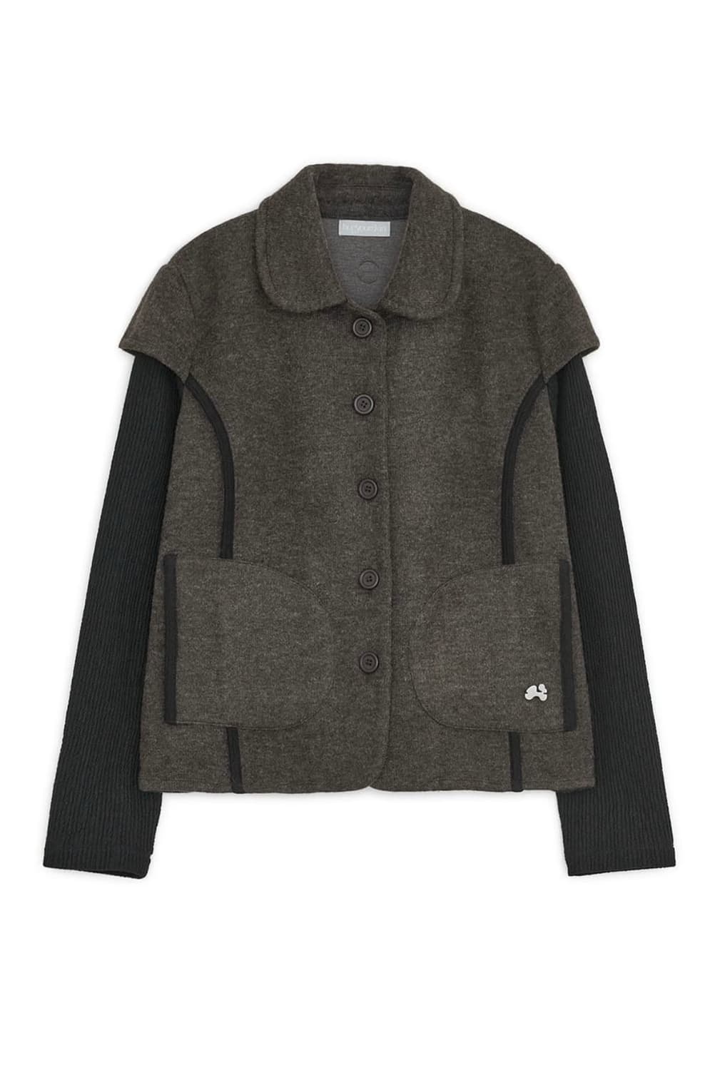 허그유어스킨 라운드 카라 니트 자켓 브라운 상품이미지1