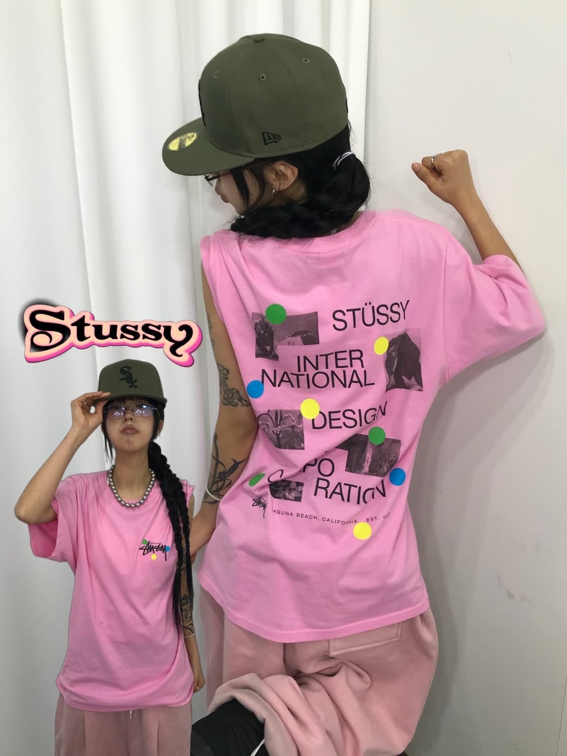 Stussy Dots Pink T-shirt 상품이미지1
